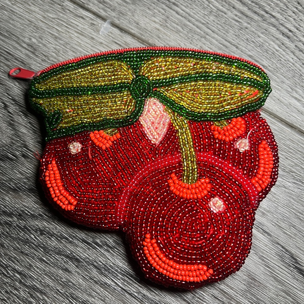 Beaded Cherry Coin Purse